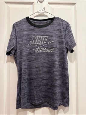 Nike Women's Heathered Charcoal Softball Logo Tee